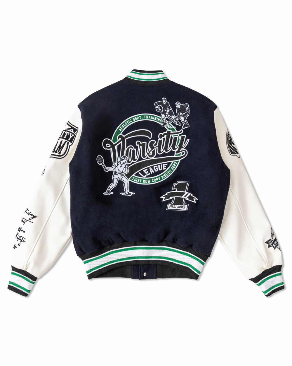 FIRST ROW - ALL FIELD THE BEST NEVER REST VARSITY JACKET