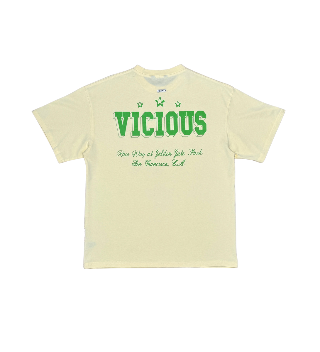 VICIOUS DENIM - DERBY DISTRESSED OVERSIZE TEE - BUTTER
