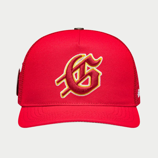 GS LOGO TRUCKER HAT - RED YELLOW