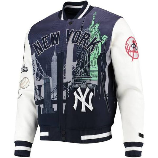 New York Yankees Remix Full-Zip Varsity Jacket - Navy